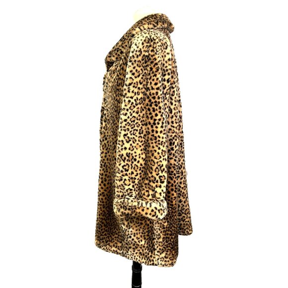 VTG Plush Faux Fur Cheetah Leopard Swing Coat Charles Klein Size Made In USA Med - Picture 6 of 13